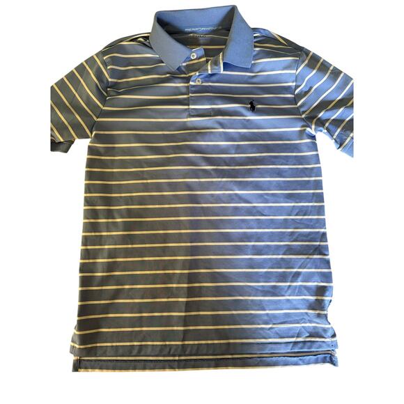 Ralph Lauren performance blue stripe Polo Shirt size 10-12 - Picture 1 of 2